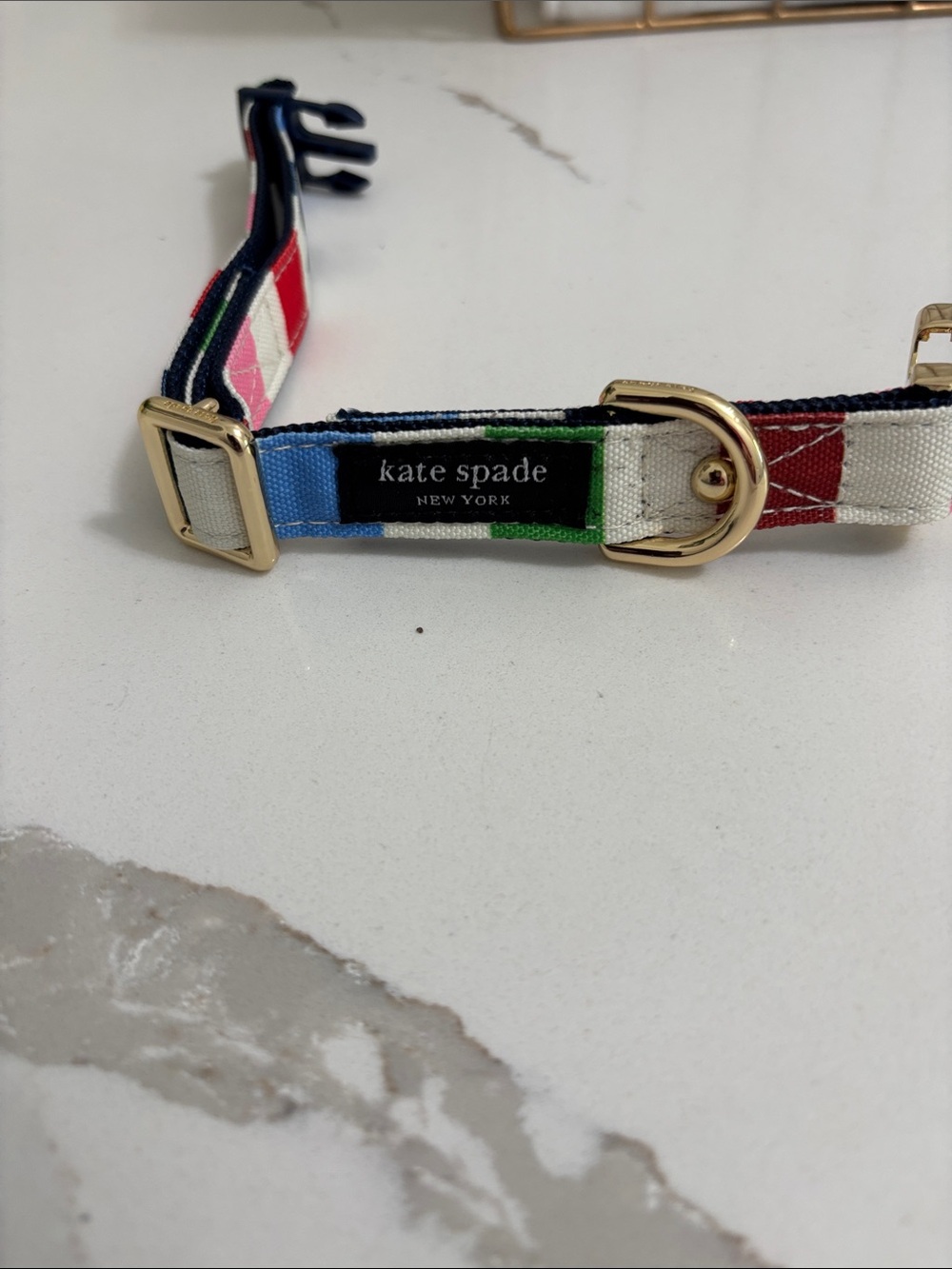 kate spade Multicolor Striped Canvas Strap with Gold Hardware